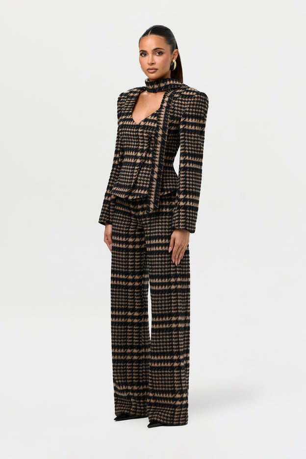 Suiting Plaid Scarf Blazer