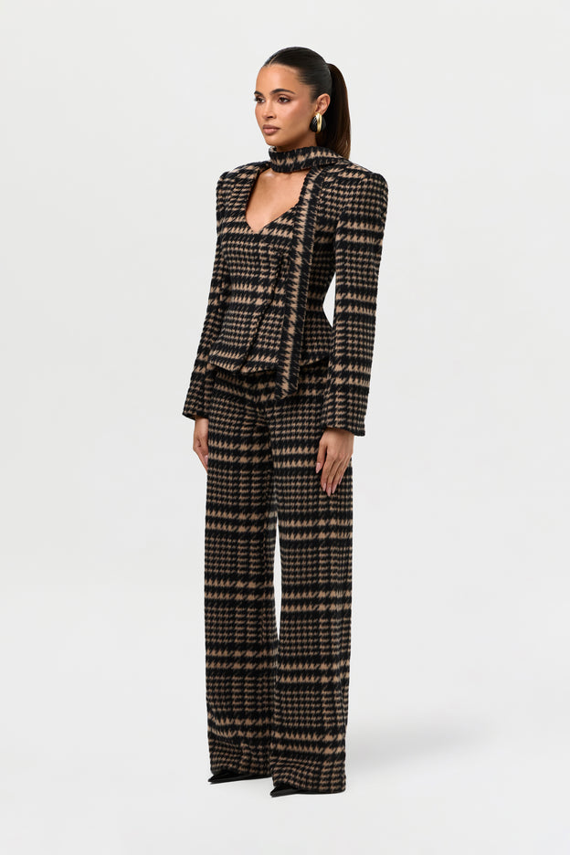 Suiting Plaid Scarf Blazer