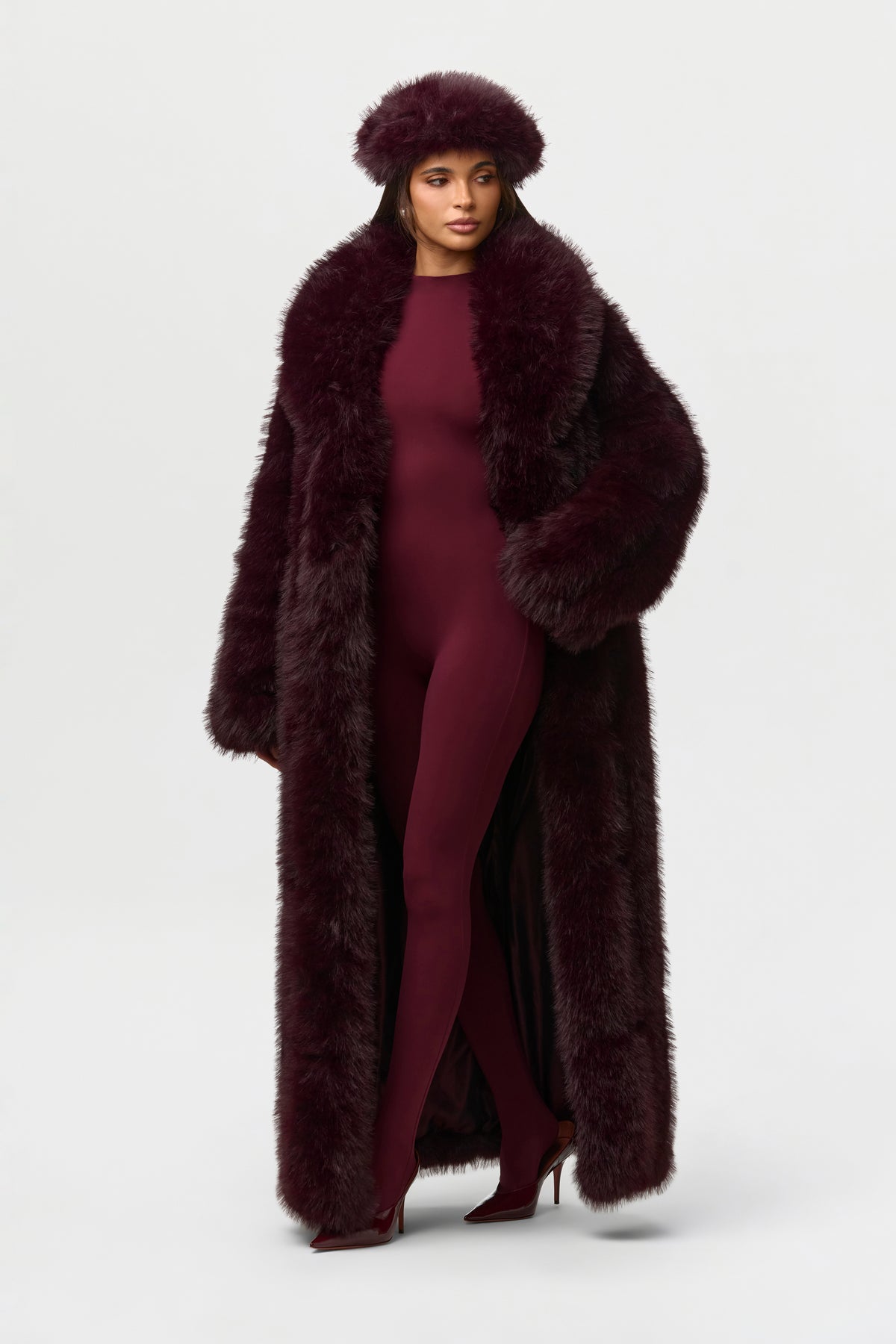 Faux Fur Pelted Long Coat