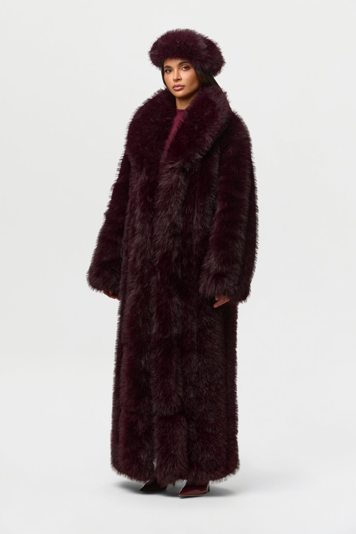 Faux Fur Pelted Long Coat