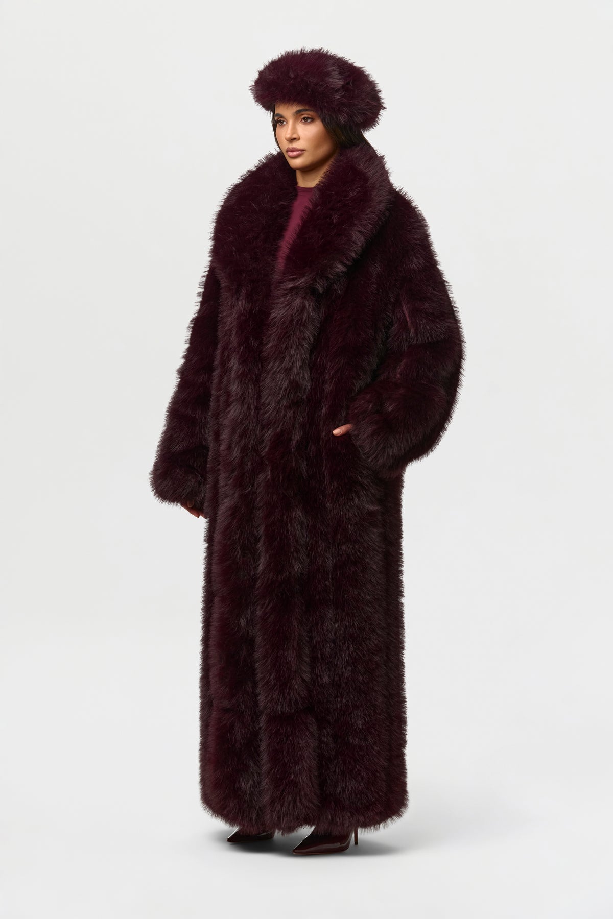 Faux Fur Pelted Long Coat