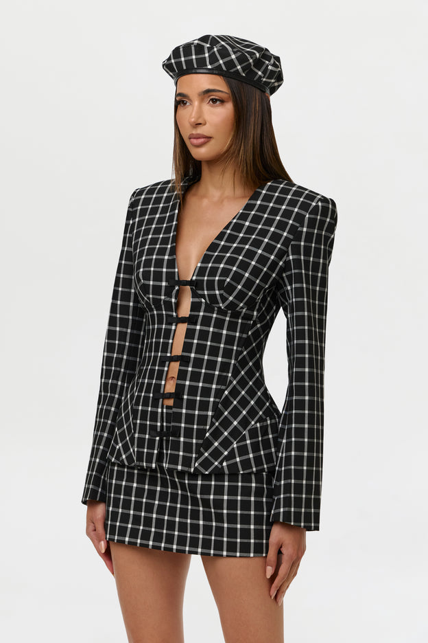 Suiting Checkered Mini Skirt