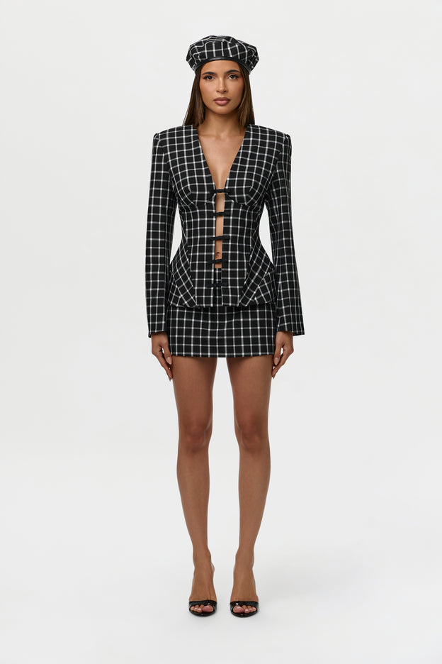 Suiting Checkered Mini Skirt