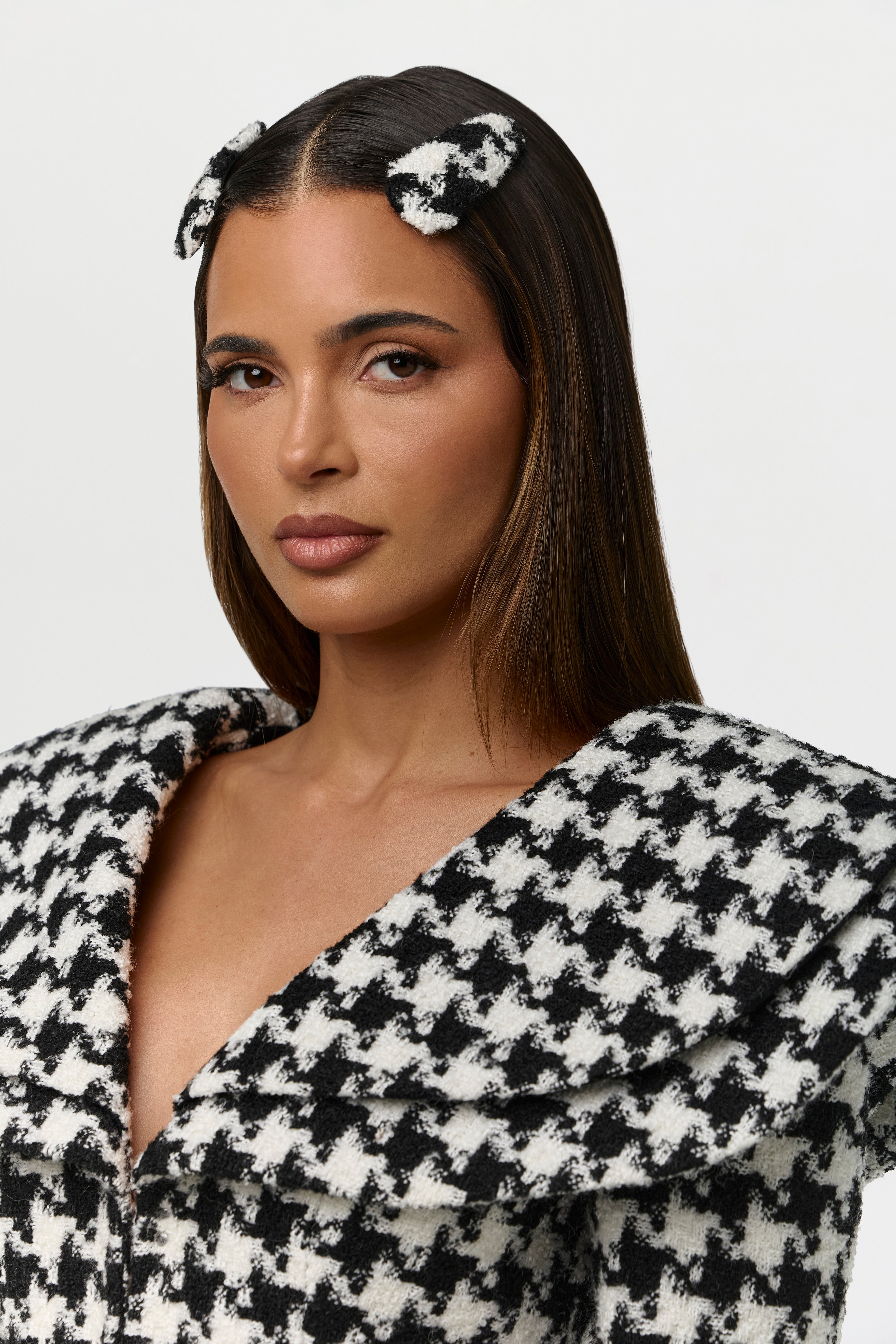 Tweed Houndstooth Hair Clips
