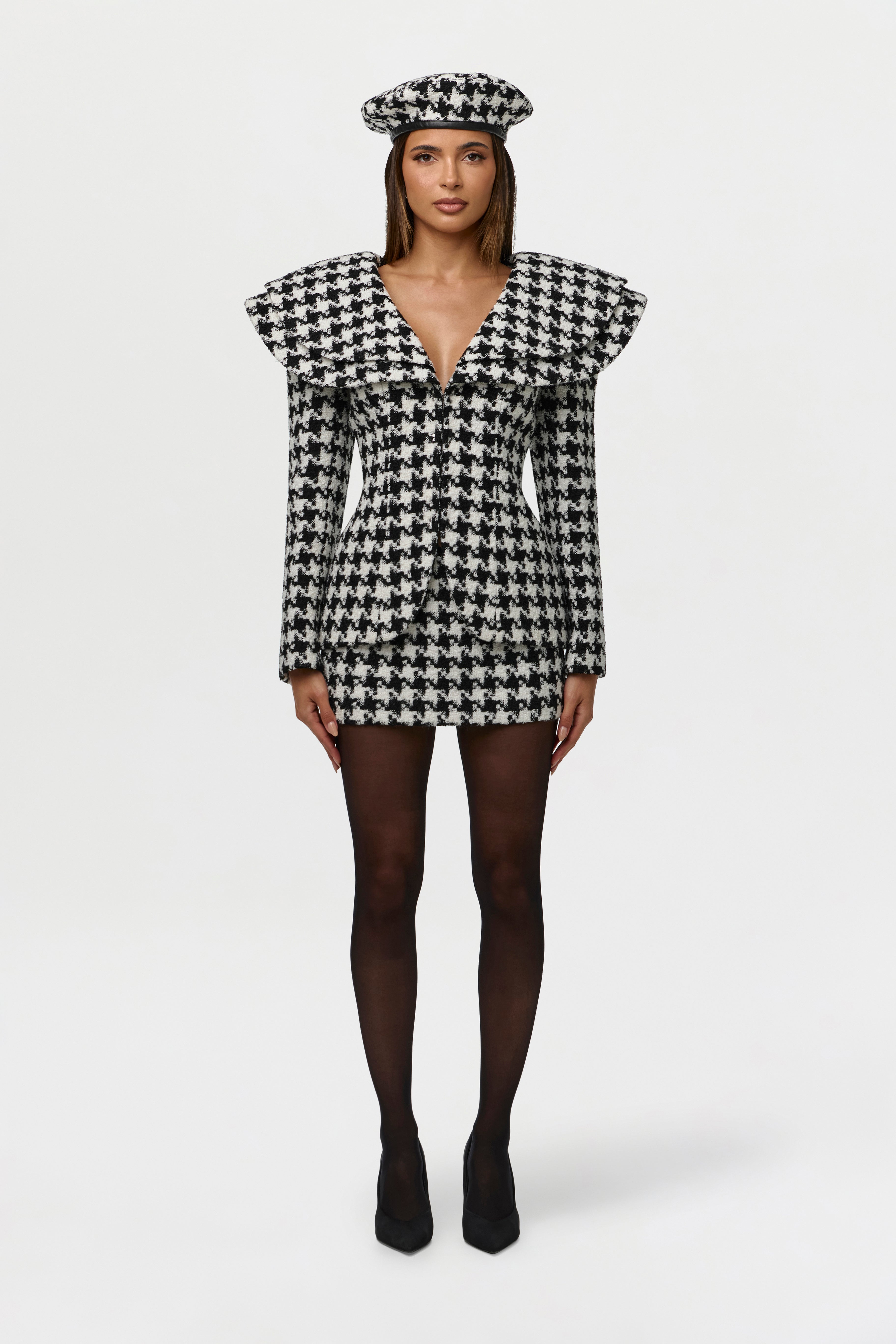 Suiting Houndstooth Mini Skirt