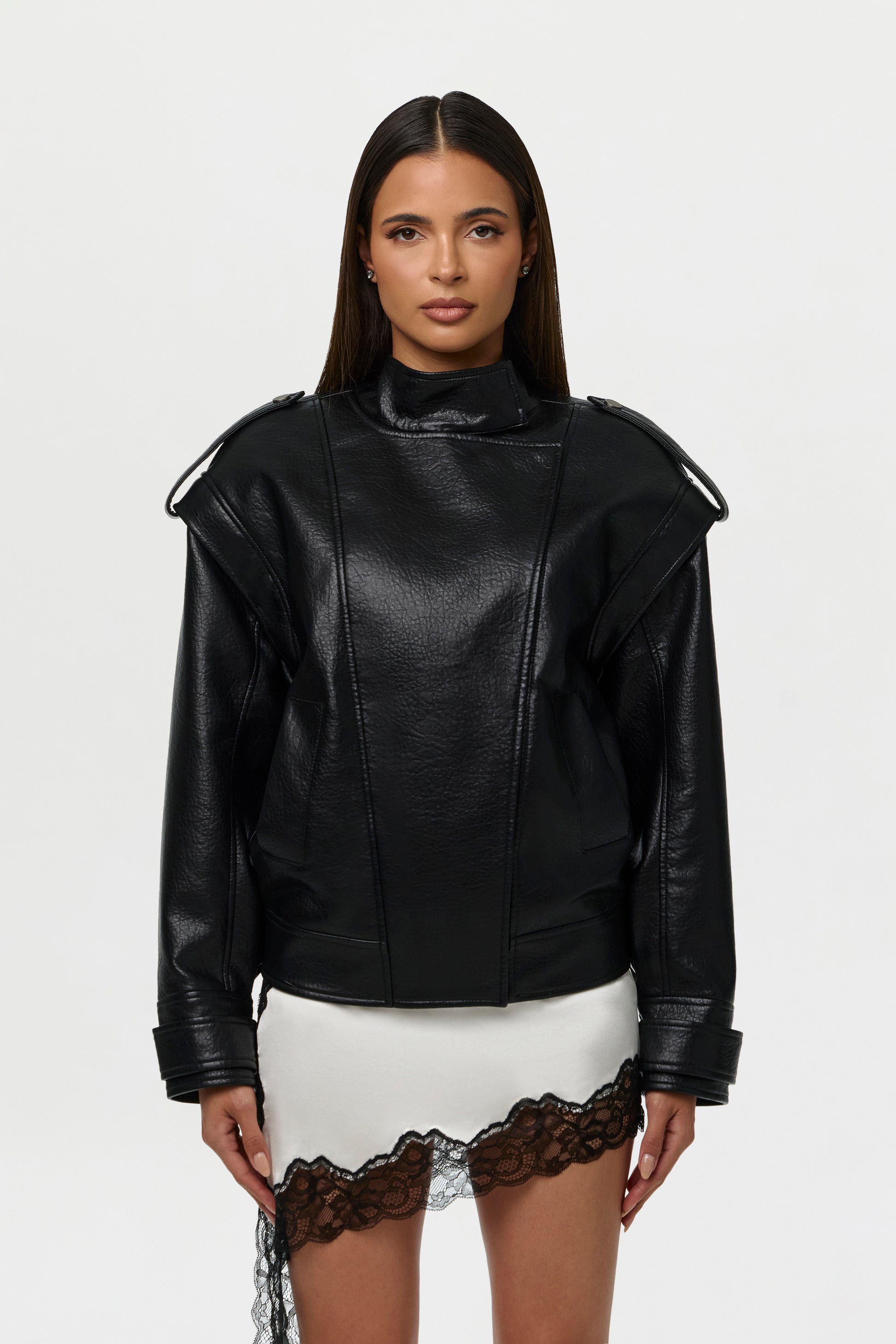 Vegan Leather Bomber Jacket