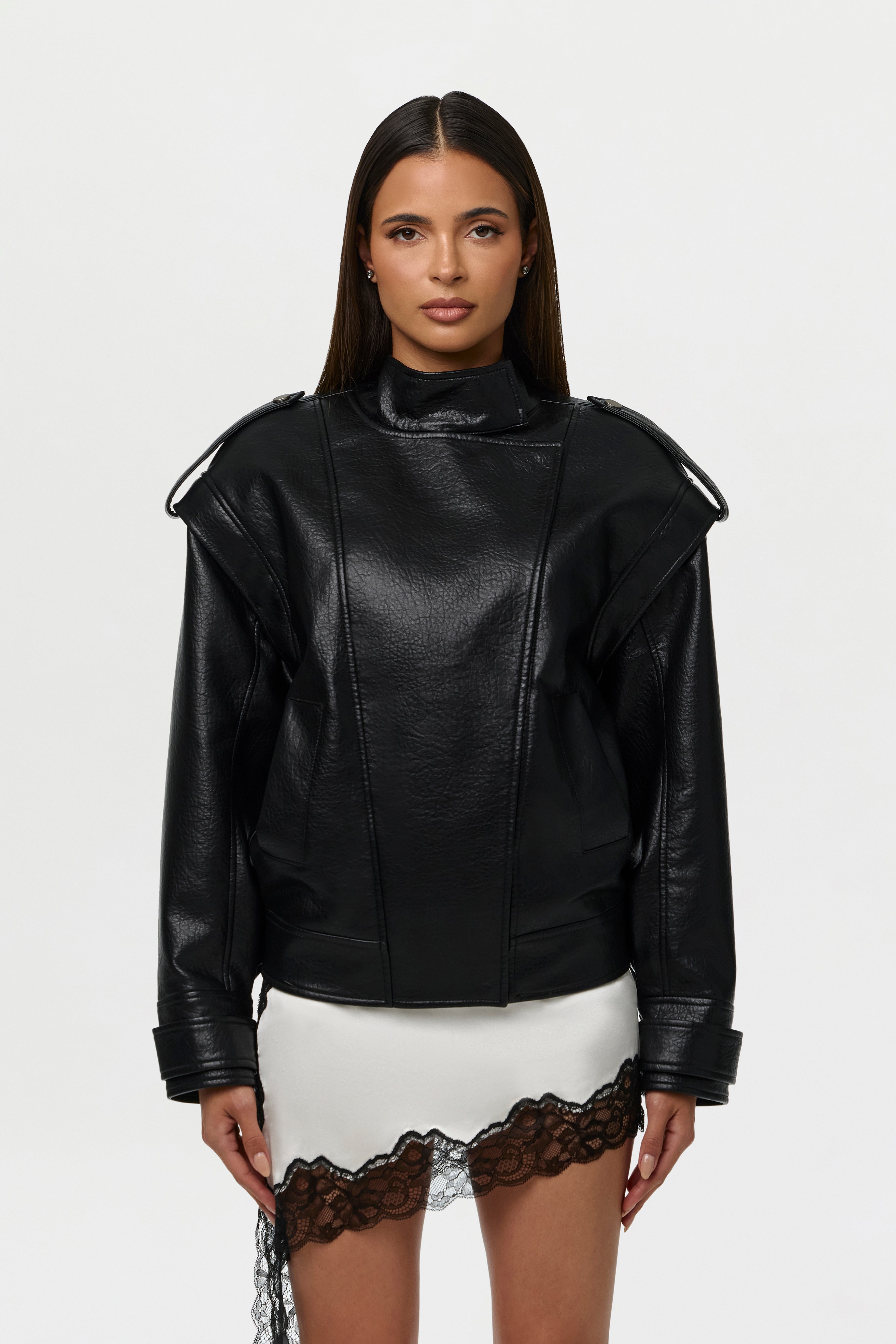 Vegan Leather Bomber Jacket