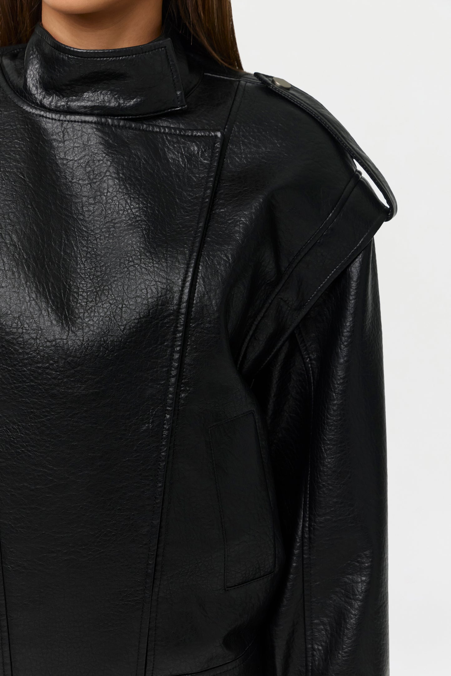 Vegan Leather Bomber Jacket