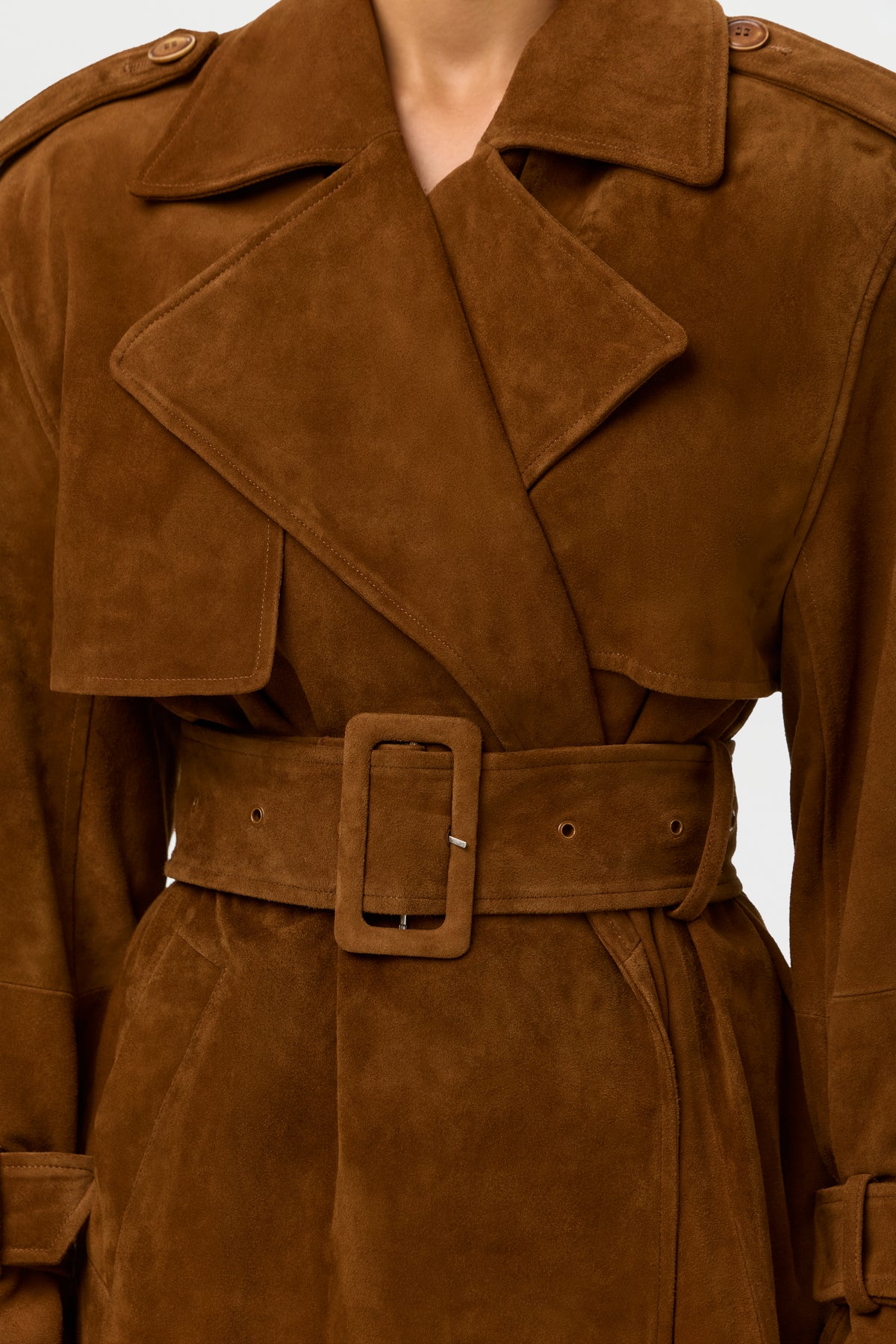 Suede Belted Trench Jacket