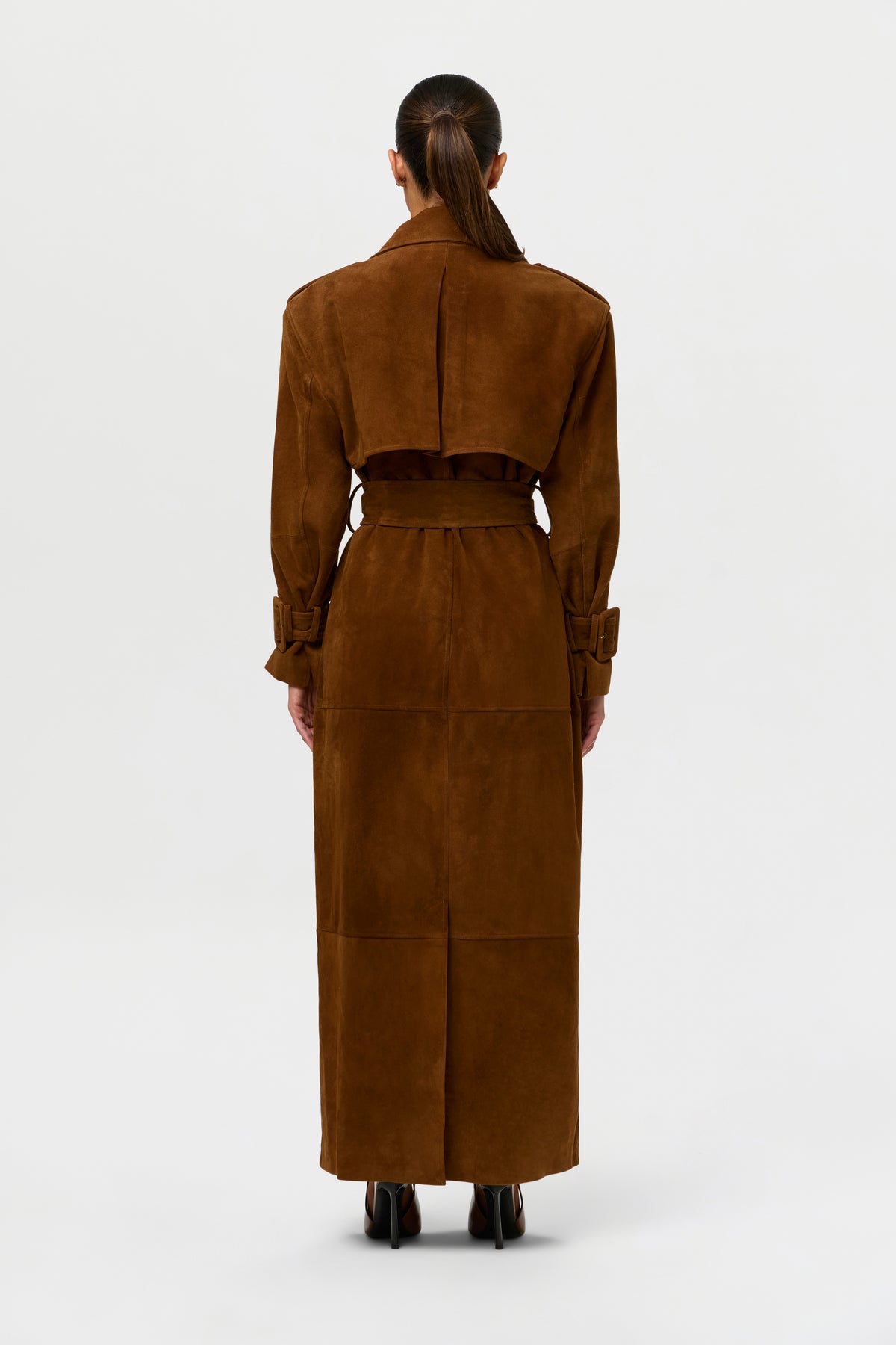 Suede Belted Trench Jacket