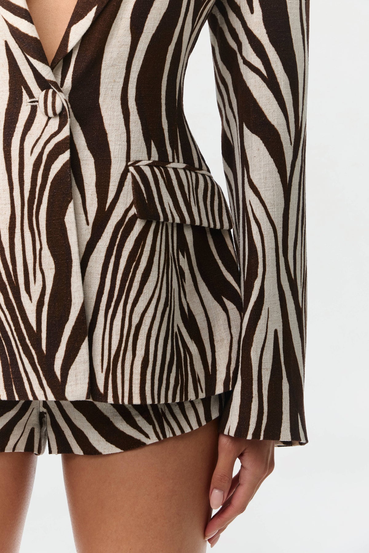 Linen Print Sculpted Blazer