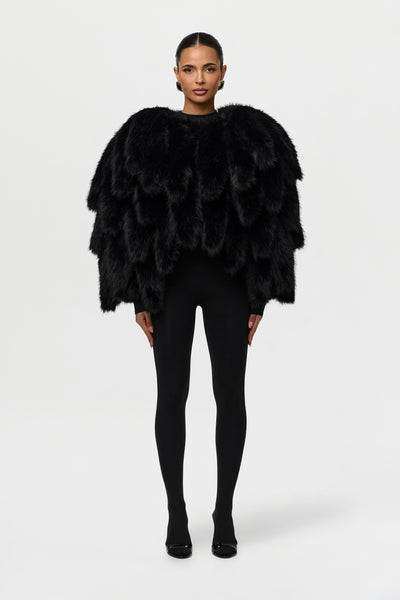 Faux Foxtail Cropped Jacket – Naked Wardrobe