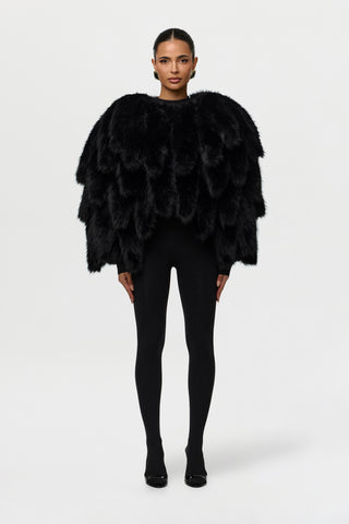 Faux Foxtail Cropped Jacket
