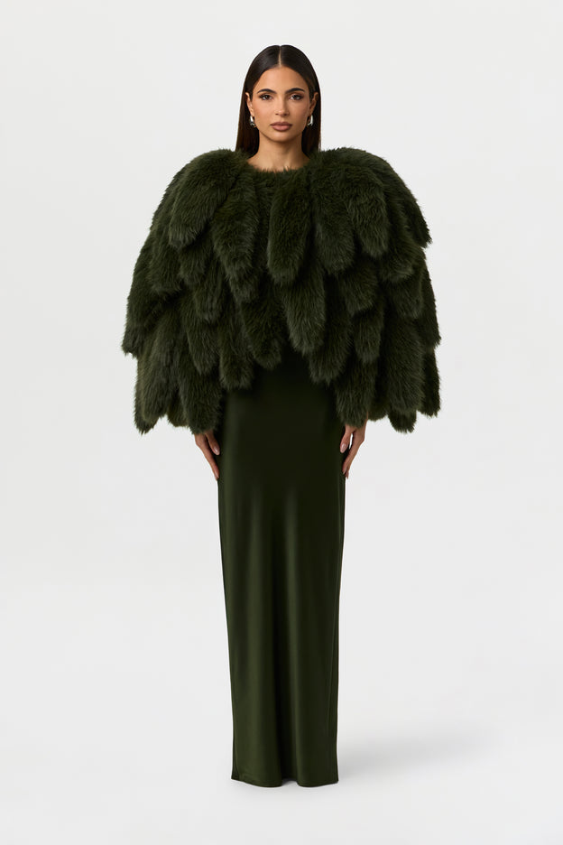 Faux Foxtail Cropped Jacket