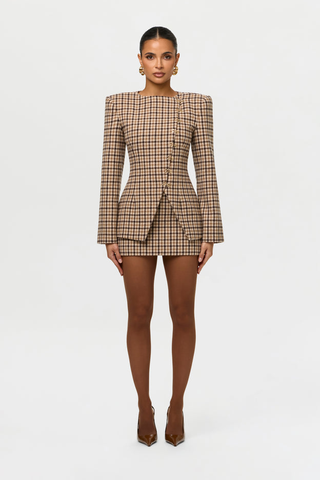 Suiting Micro Plaid Mini Skirt