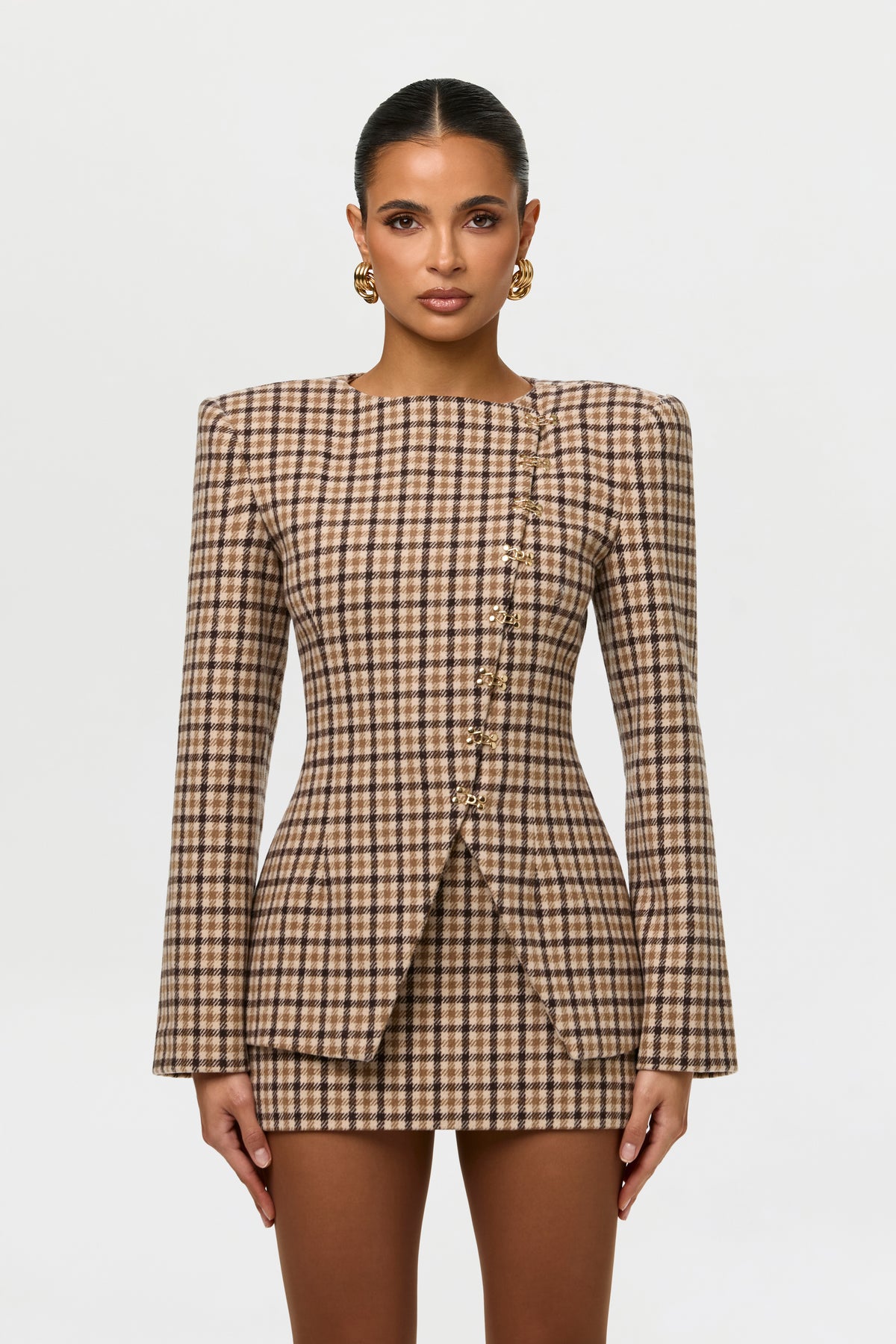 Suiting Micro Plaid Mini Skirt