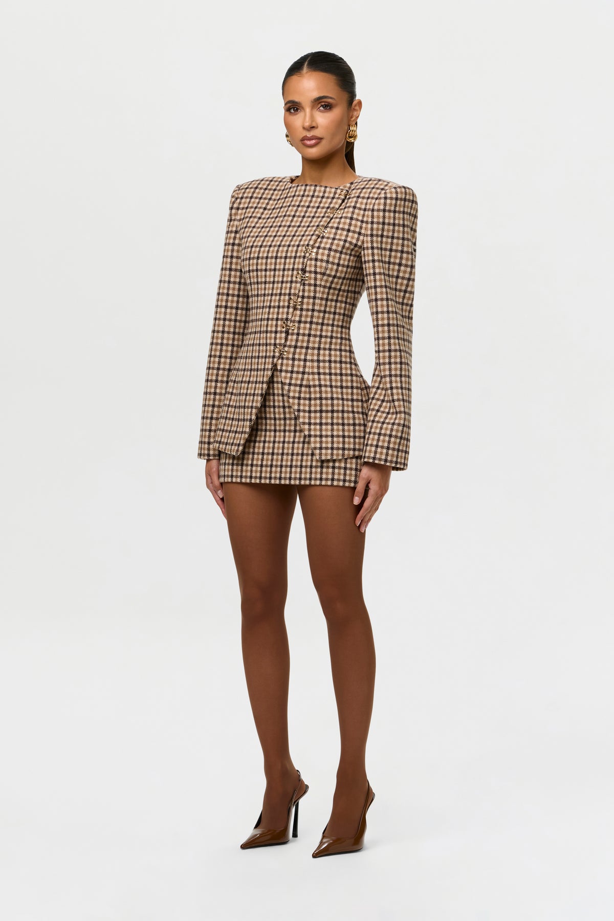 Suiting Micro Plaid Mini Skirt