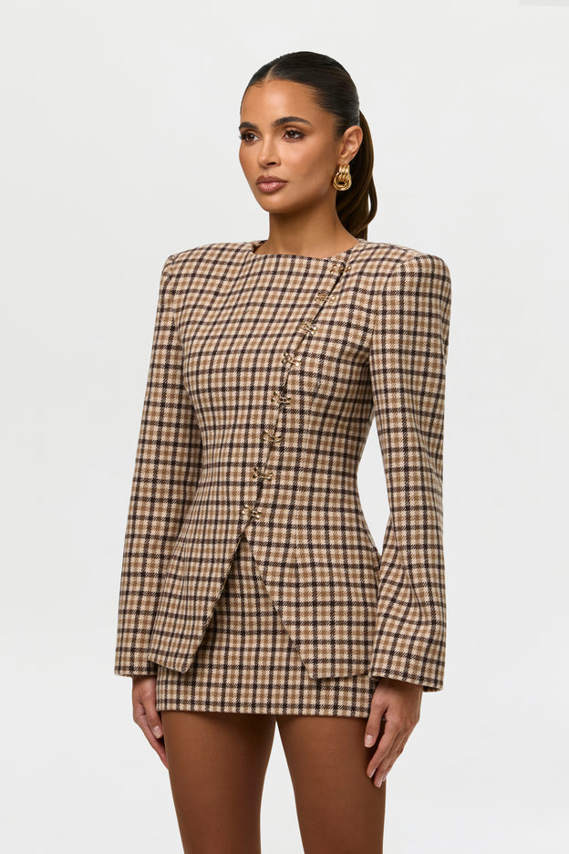 Suiting Micro Plaid Mini Skirt