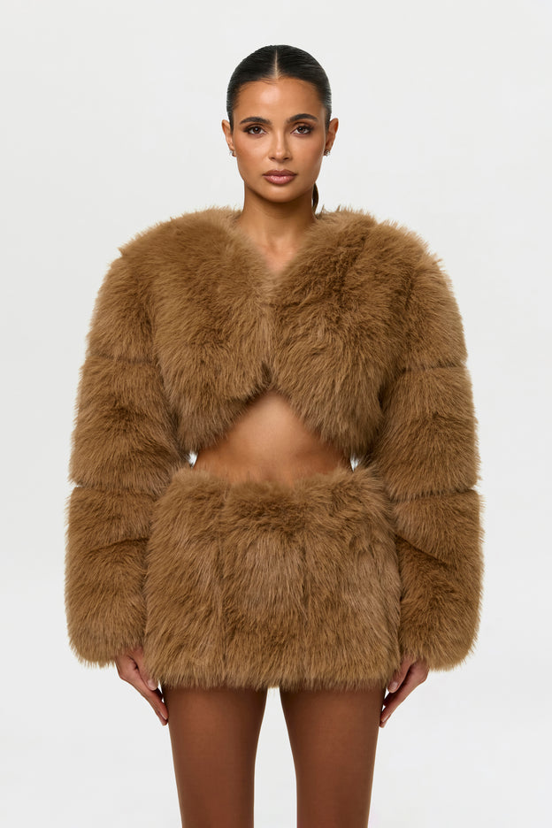 Faux Fur Pelted Mini Skirt