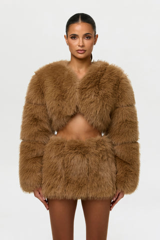 Faux Fur Pelted Cropped Jacket