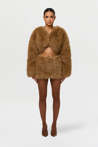 Faux Fur Pelted Mini Skirt
