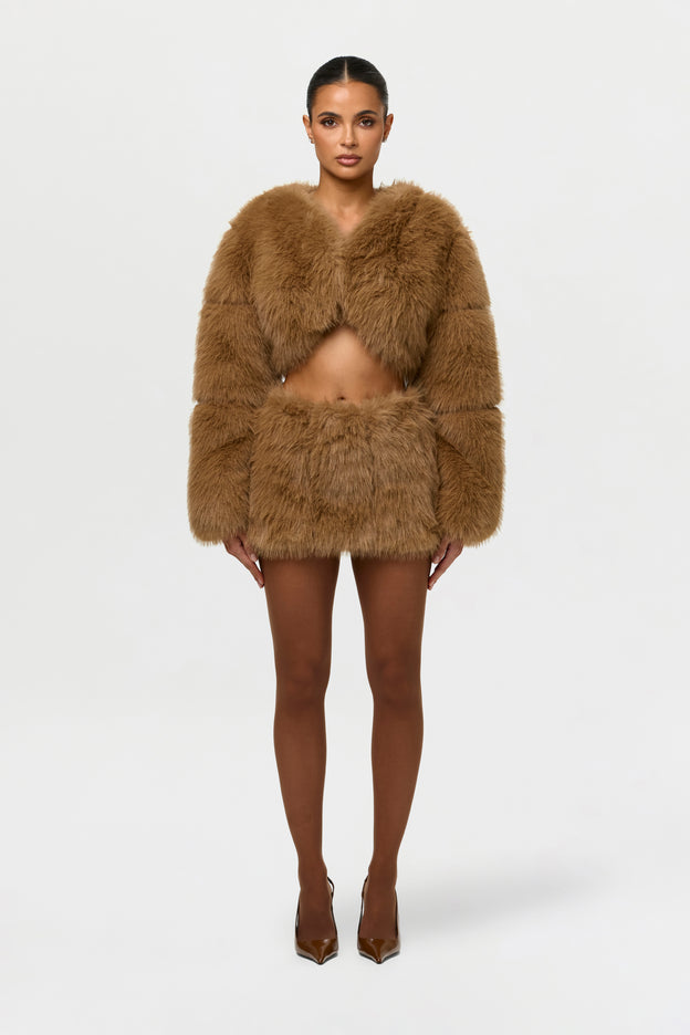 Faux Fur Pelted Cropped Jacket