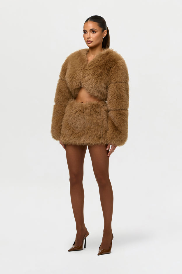 Faux Fur Pelted Mini Skirt