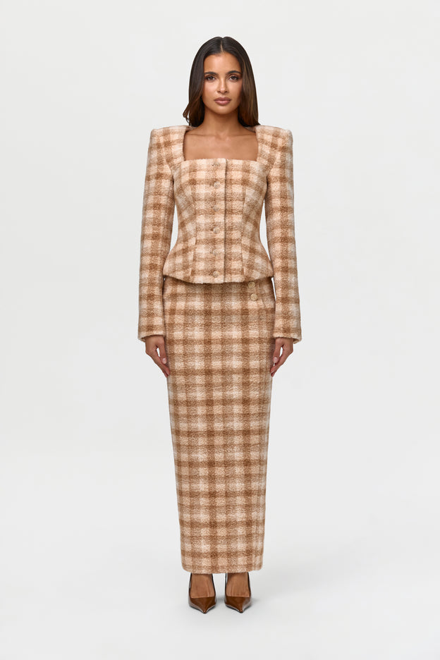 Bouclé Suiting Maxi Skirt