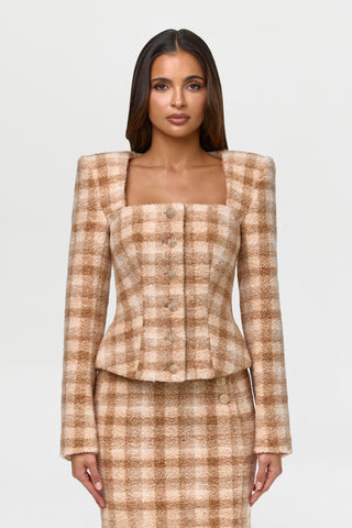 Bouclé Suiting Plaid Blazer
