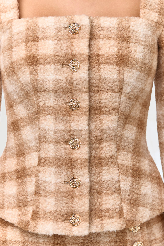 Bouclé Suiting Plaid Blazer