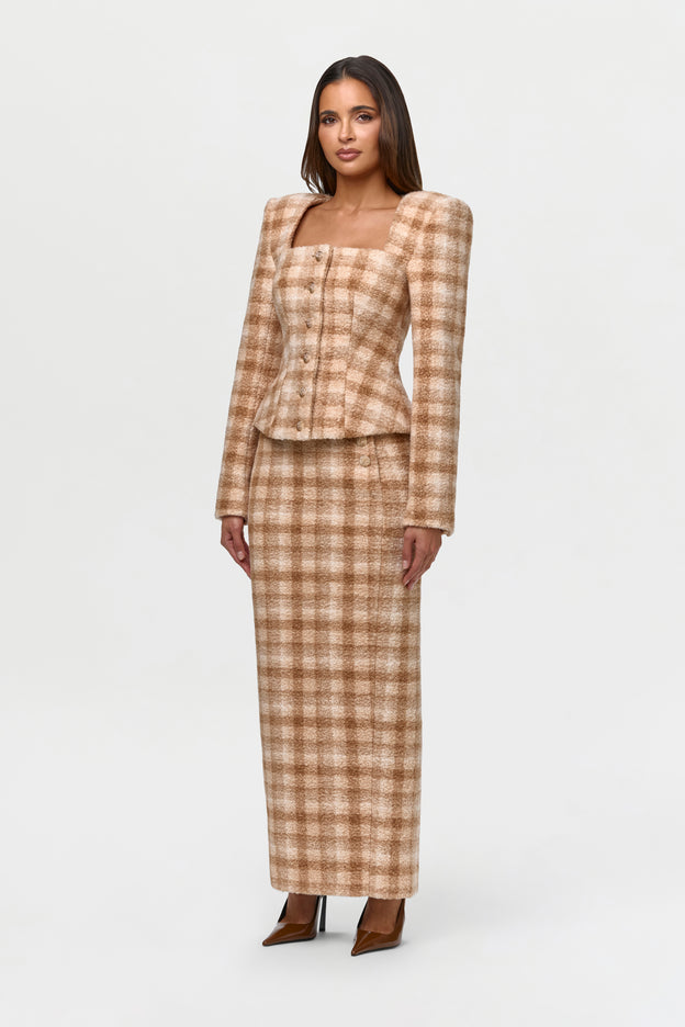 Bouclé Suiting Maxi Skirt