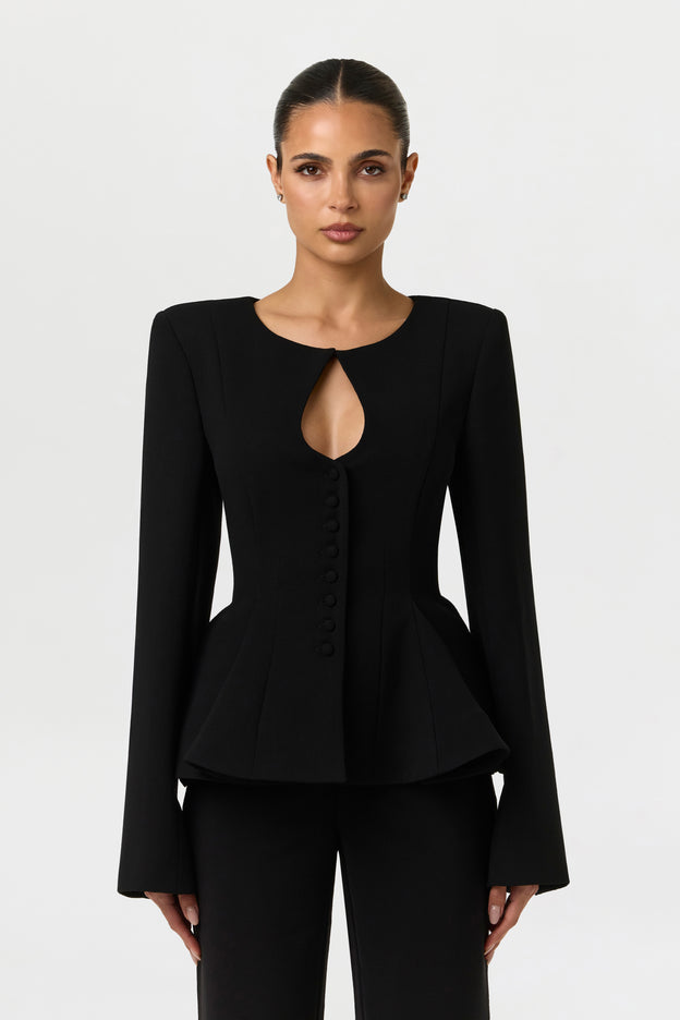 Suiting Peplum Button Up Blazer