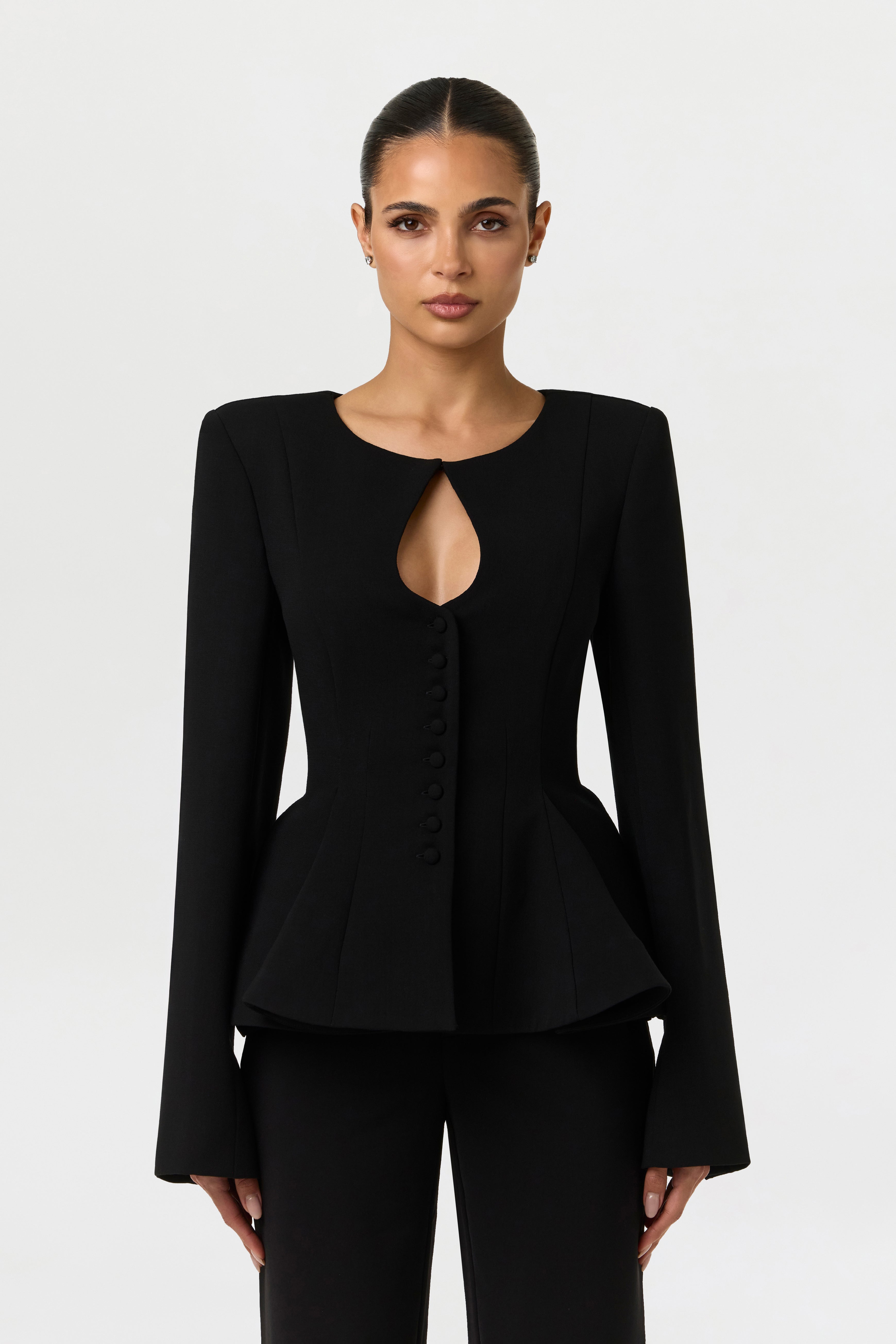 Suiting Peplum Button Up Blazer