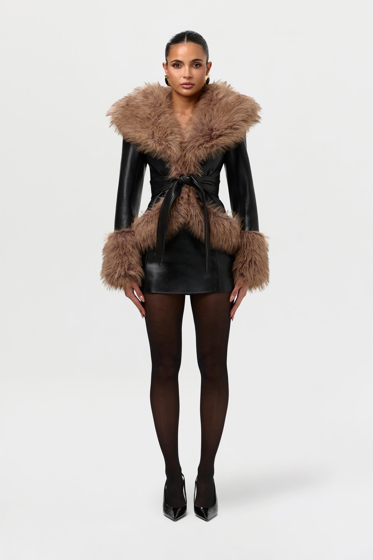 Vegan Leather Faux Fur Jacket