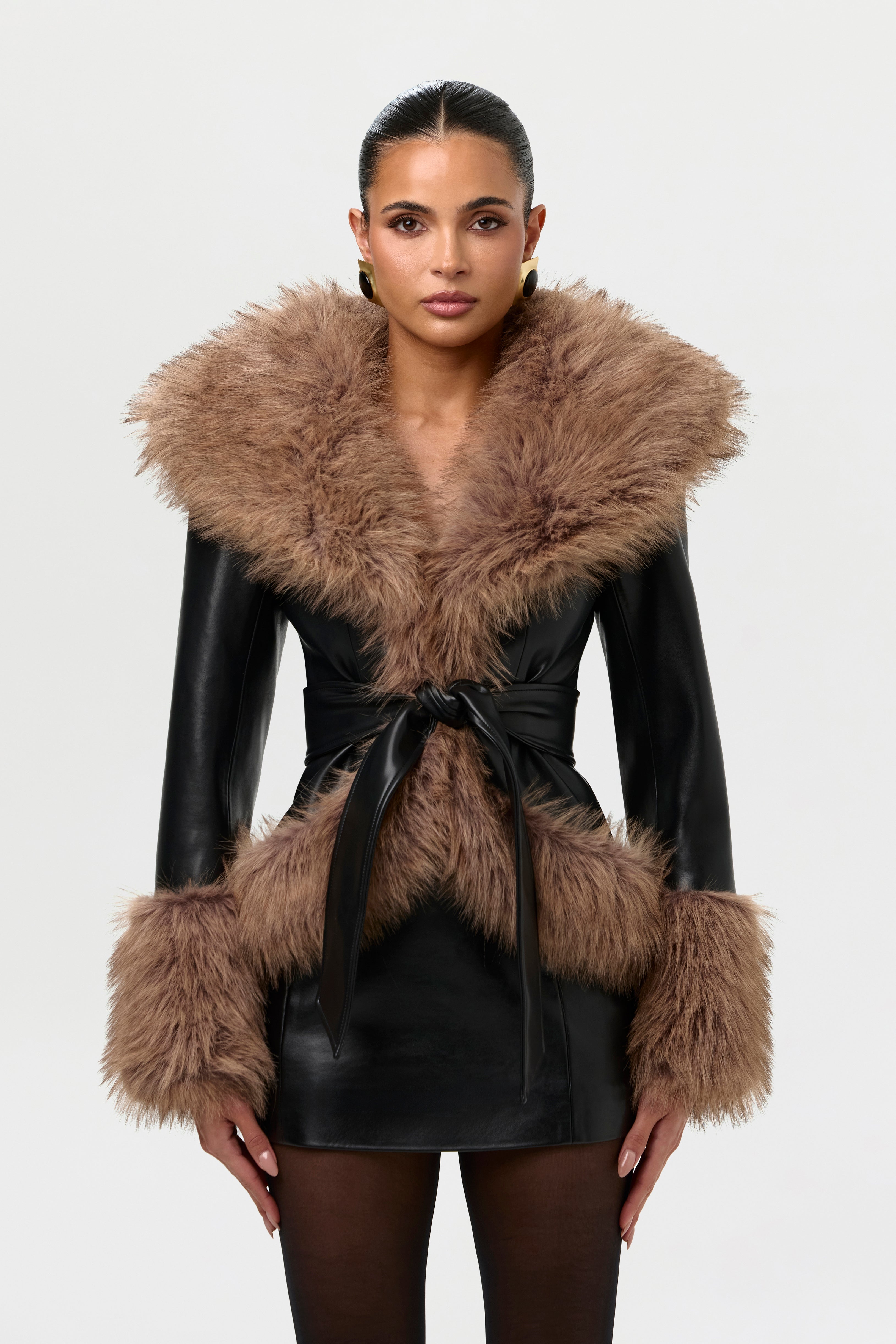 Vegan Leather Faux Fur Jacket