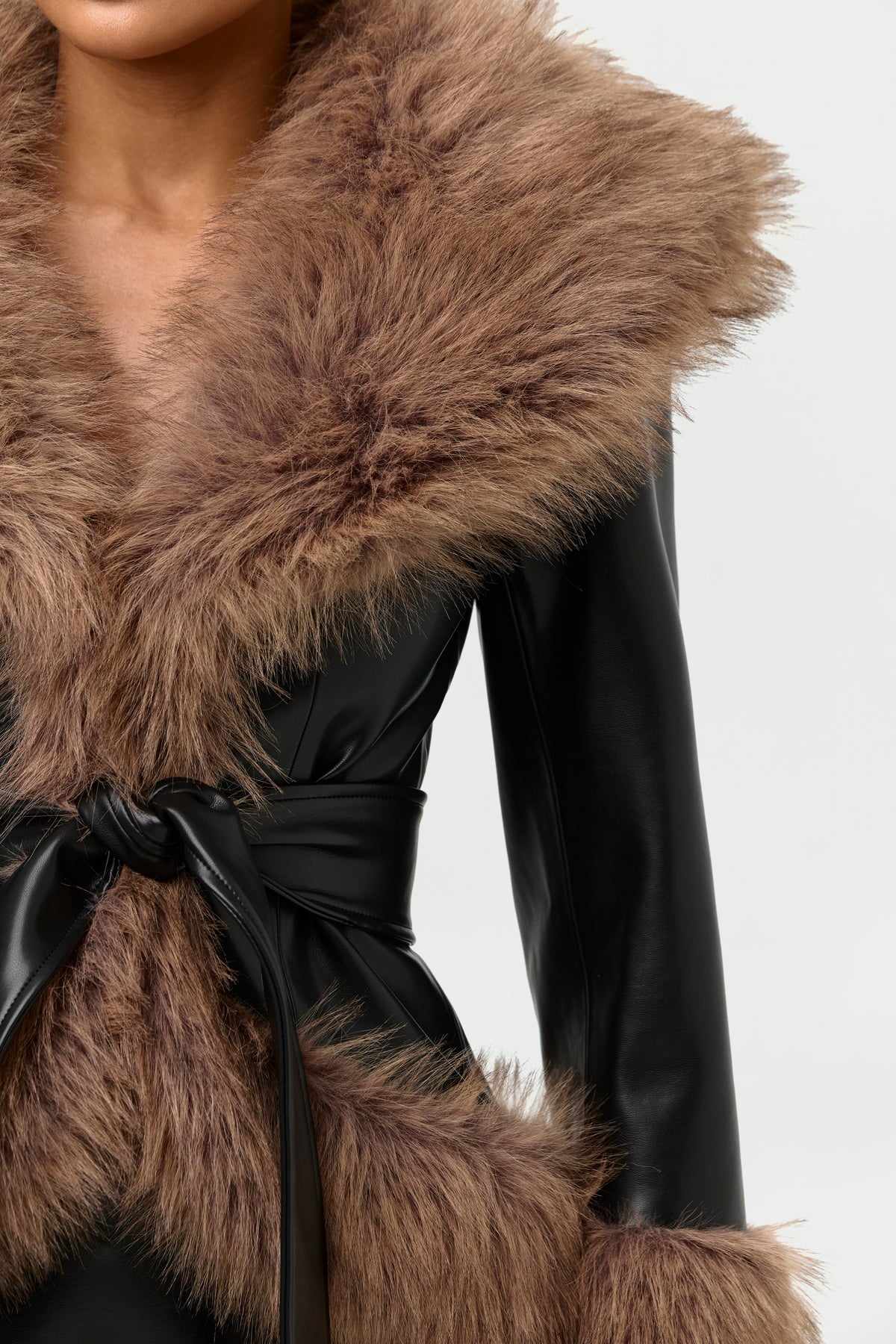 Vegan Leather Faux Fur Jacket