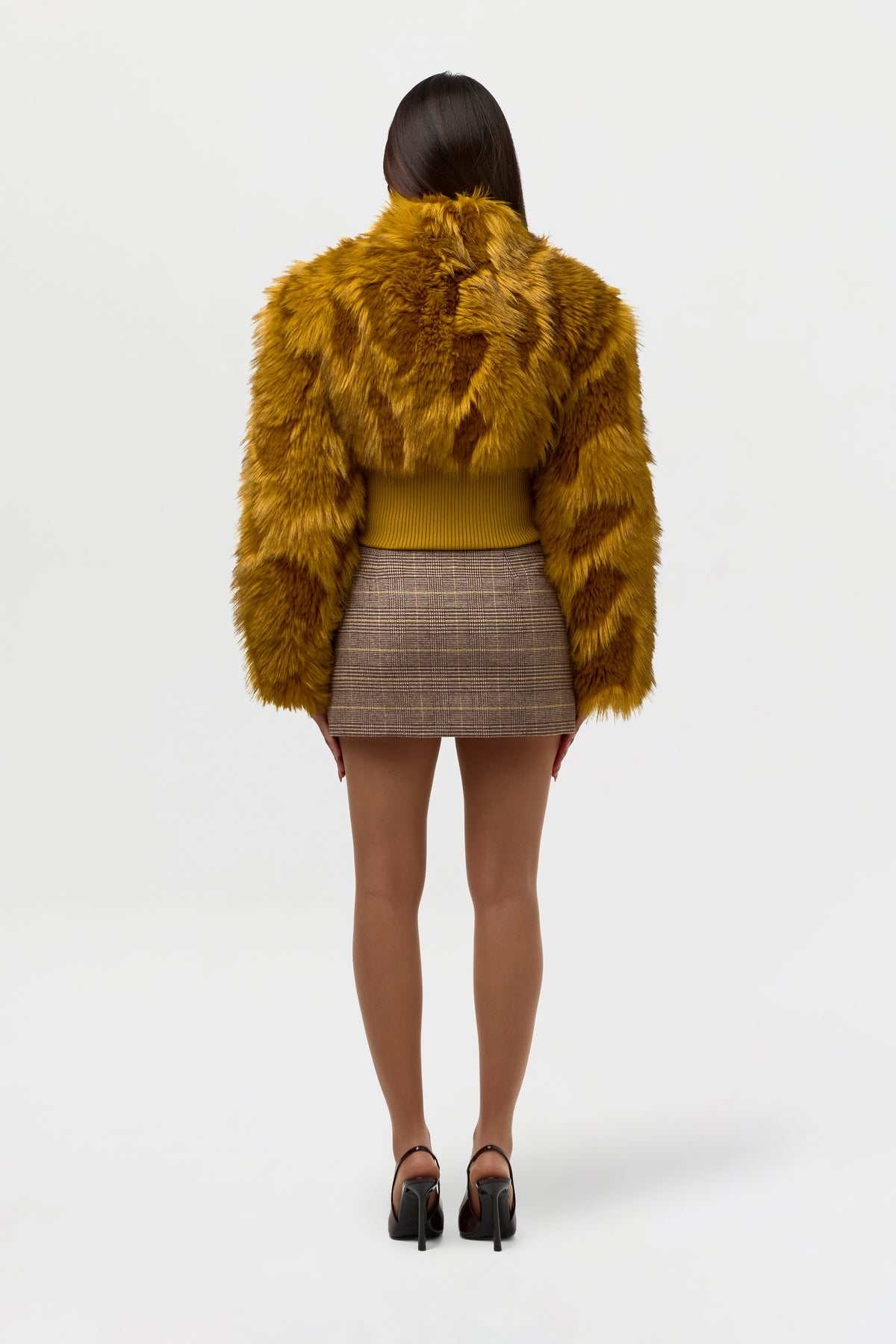Faux Fur Ribbed Bomber Jacket