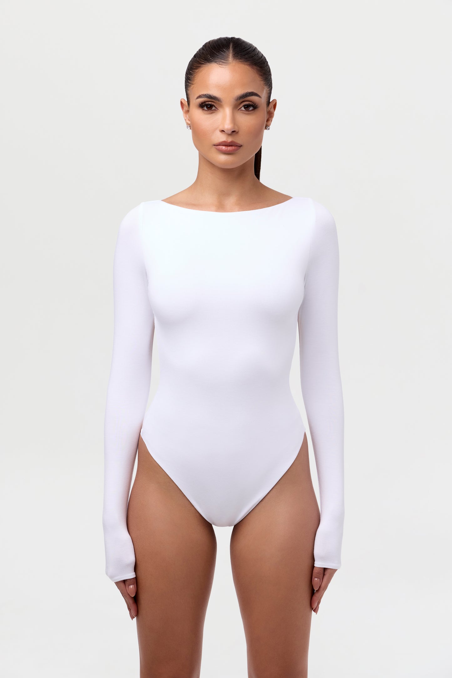 Smooth Boatneck Open Back Bodysuit