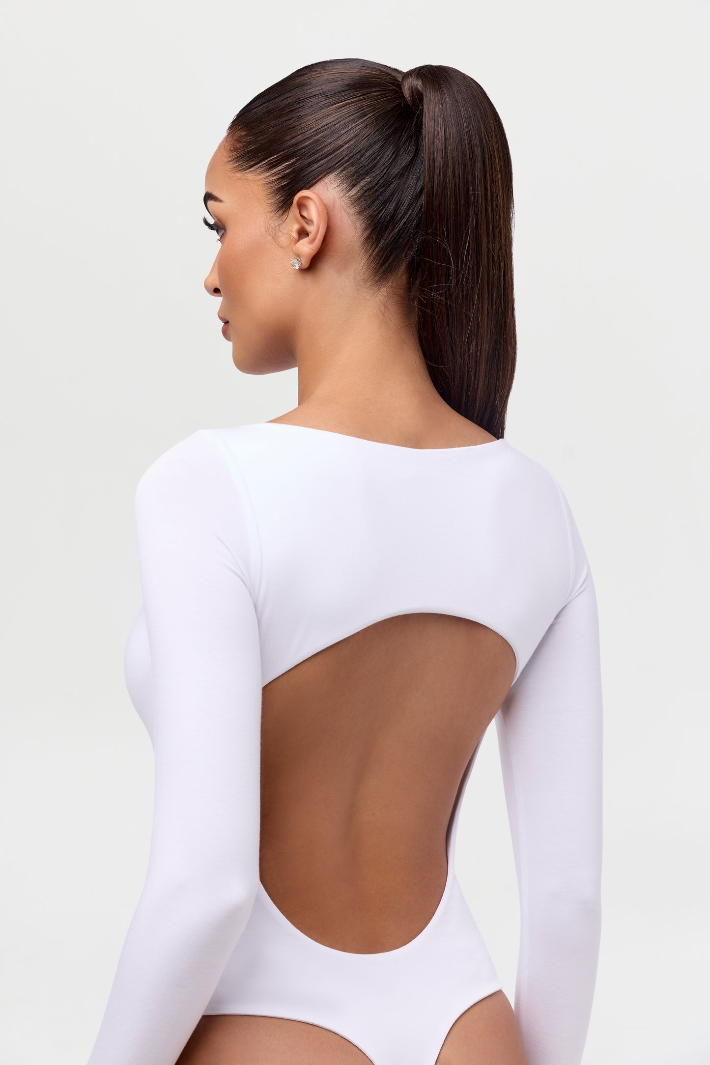 Smooth Boatneck Open Back Bodysuit