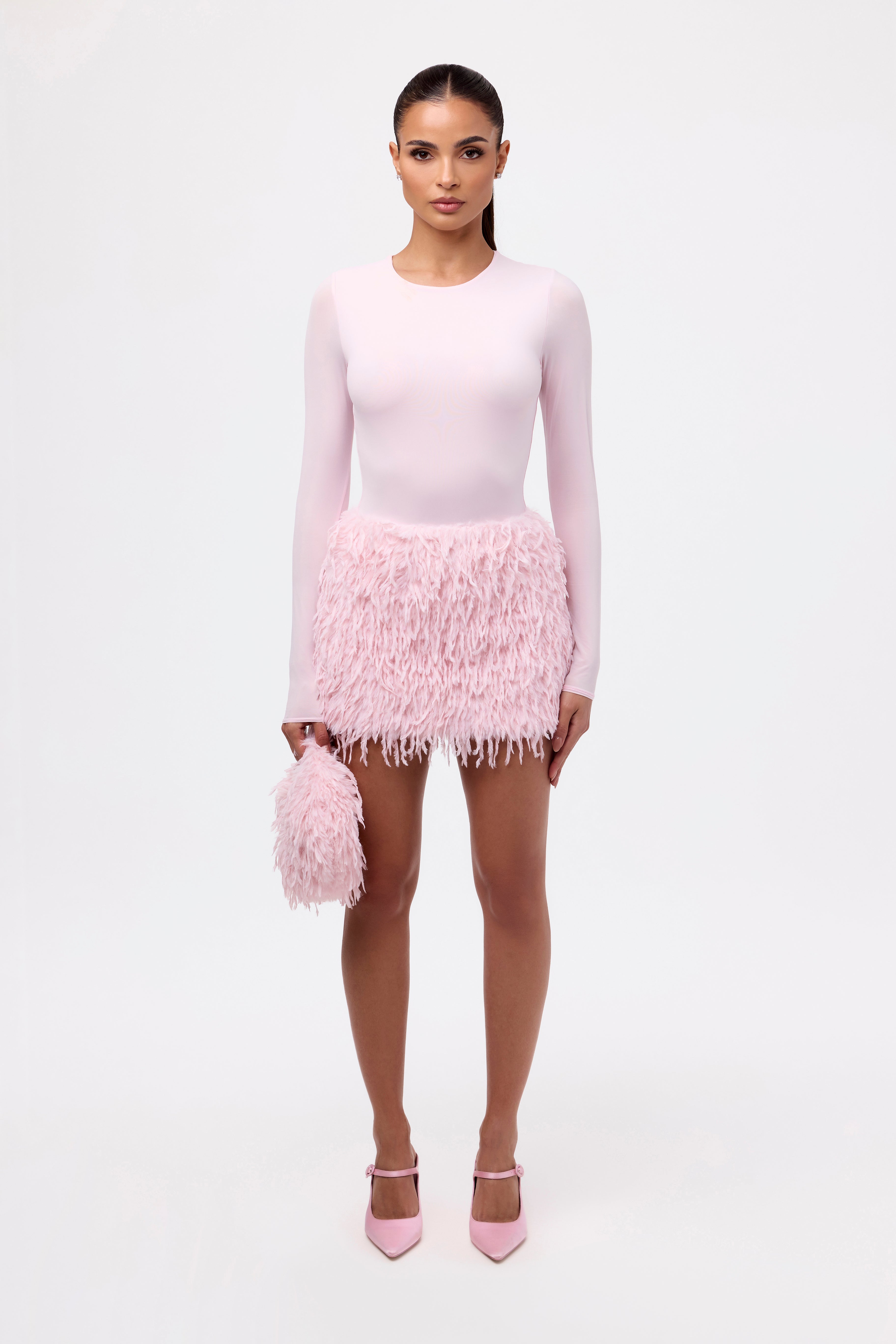 Faux Feather Mini Skirt