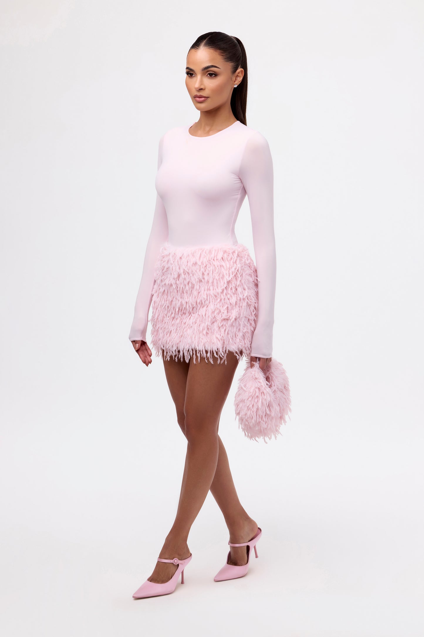 Faux Feather Mini Skirt