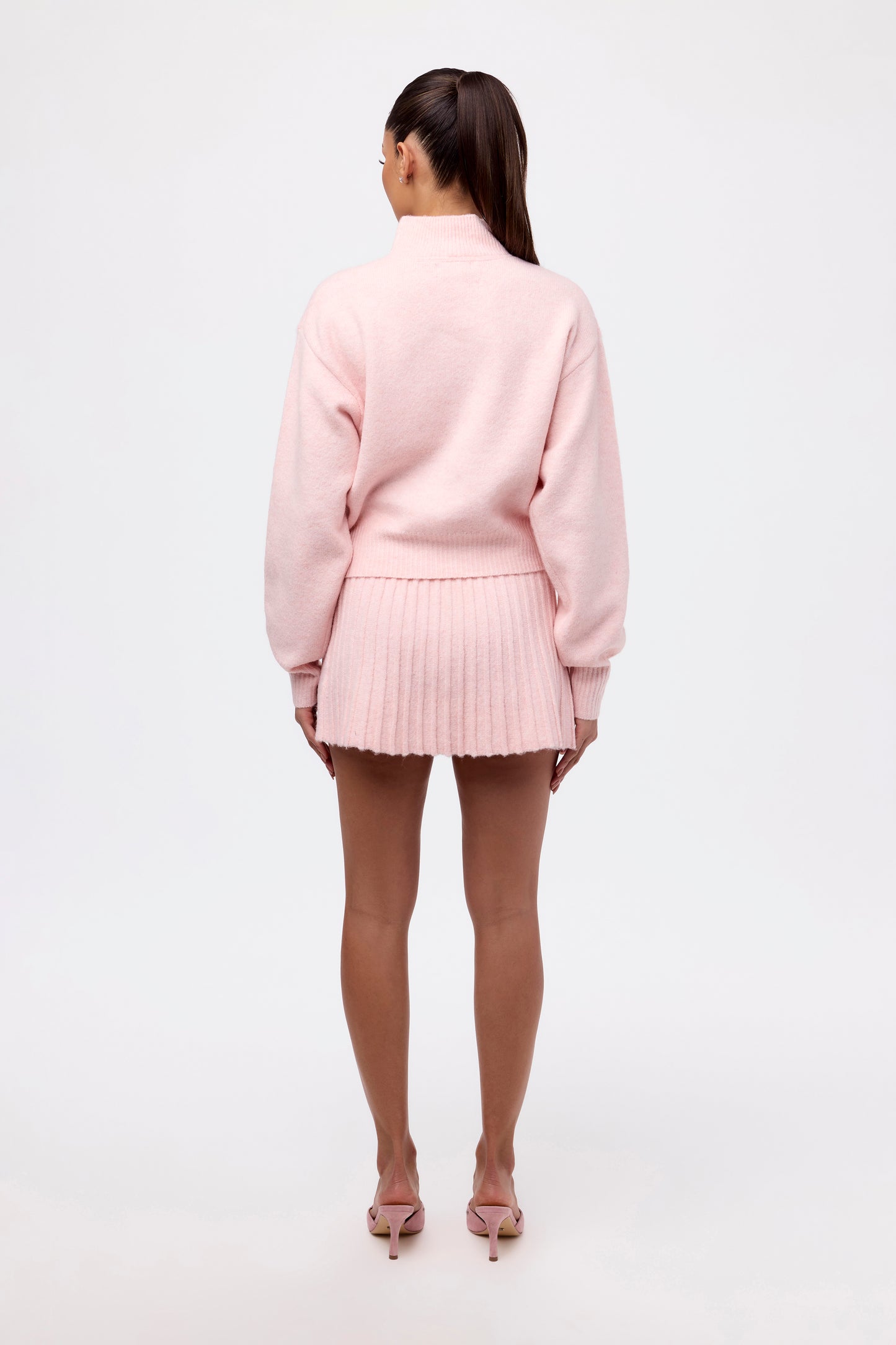 Pleated Knit Sweater Mini Skirt