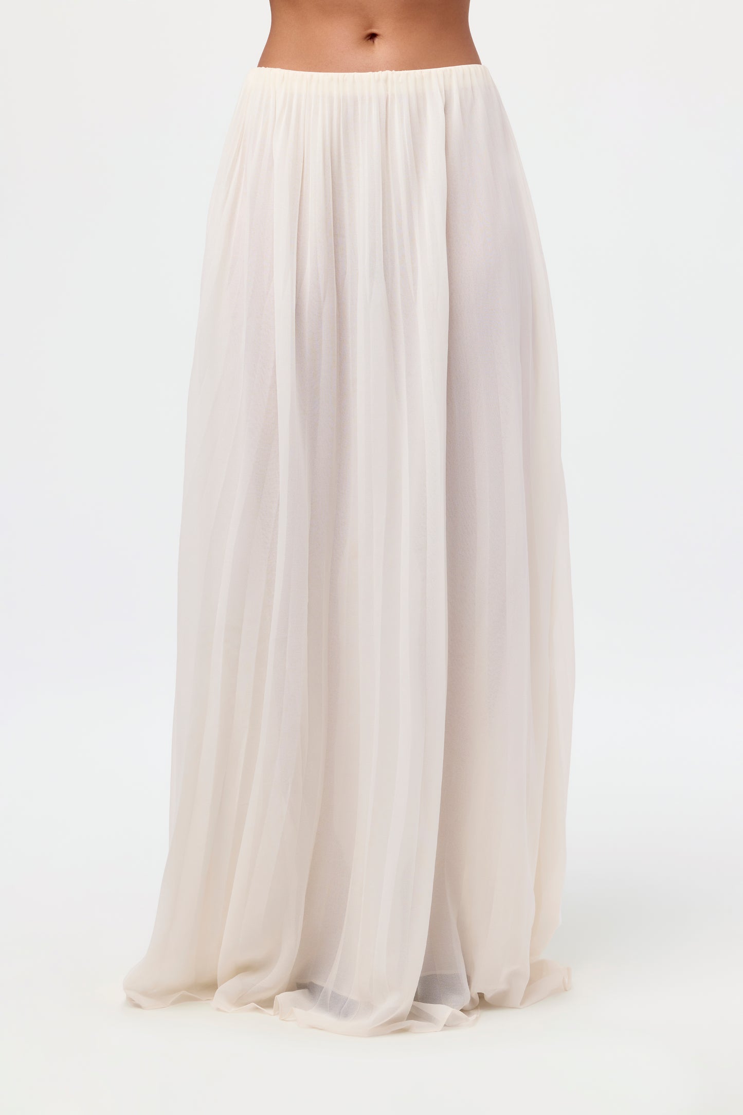 Pleated Chiffon Maxi Skirt