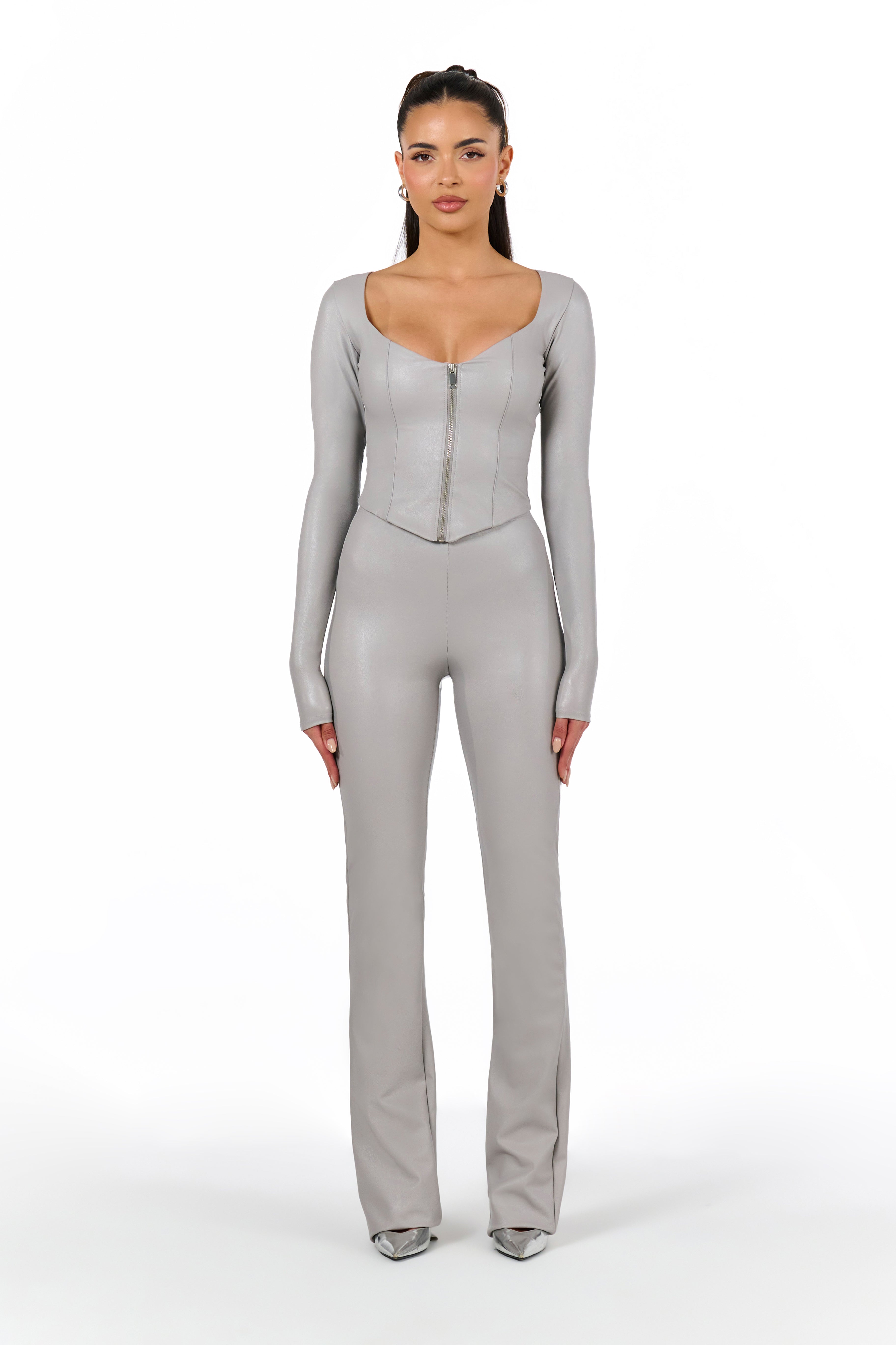 VEGAN LEATHER BOOTCUT PANT
