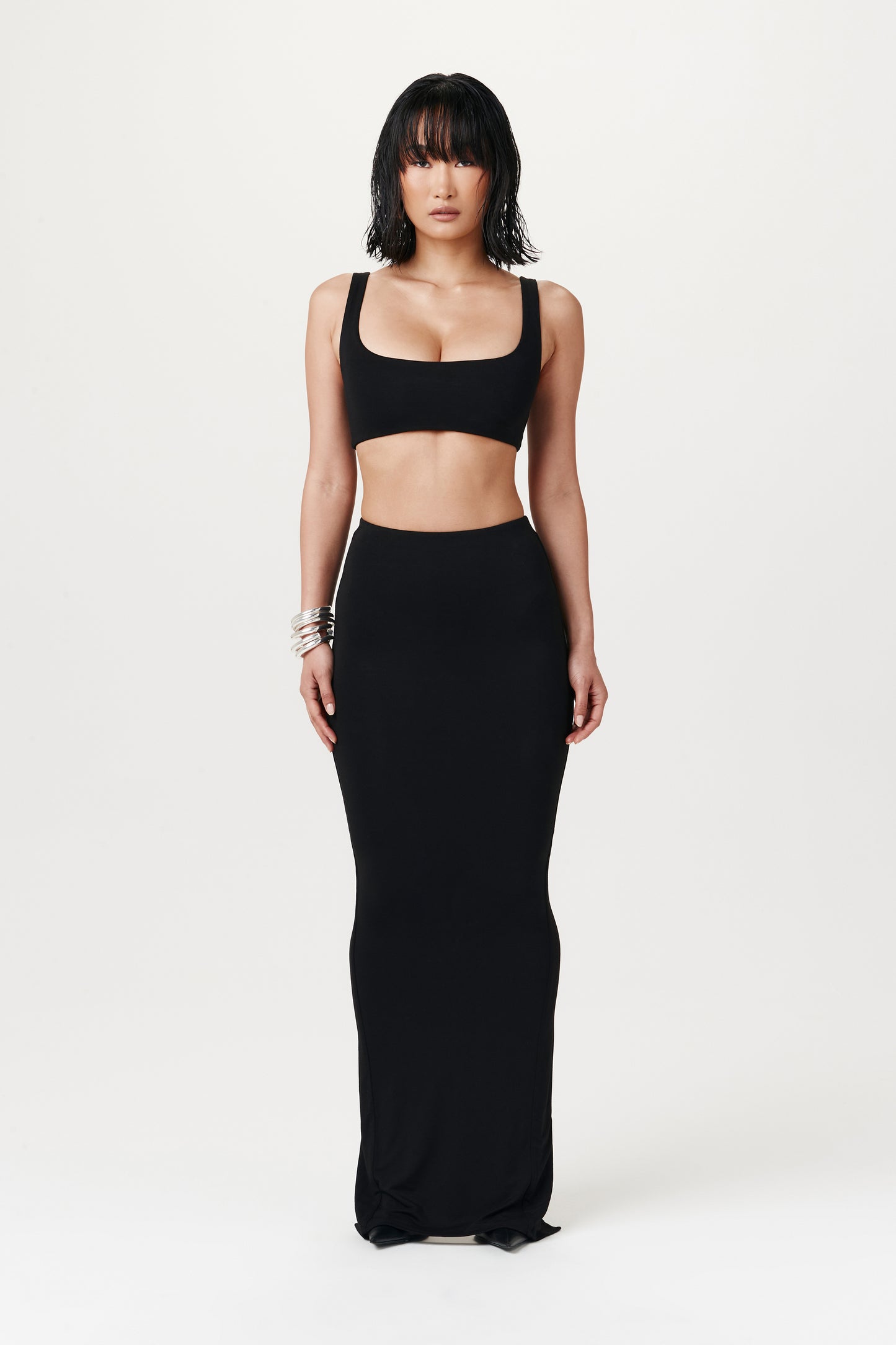 Smooth High Waist Maxi Skirt