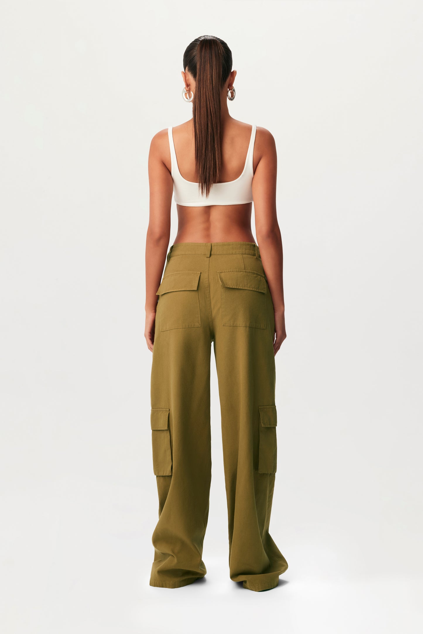 Canvas Cargo Wide-Leg Pants