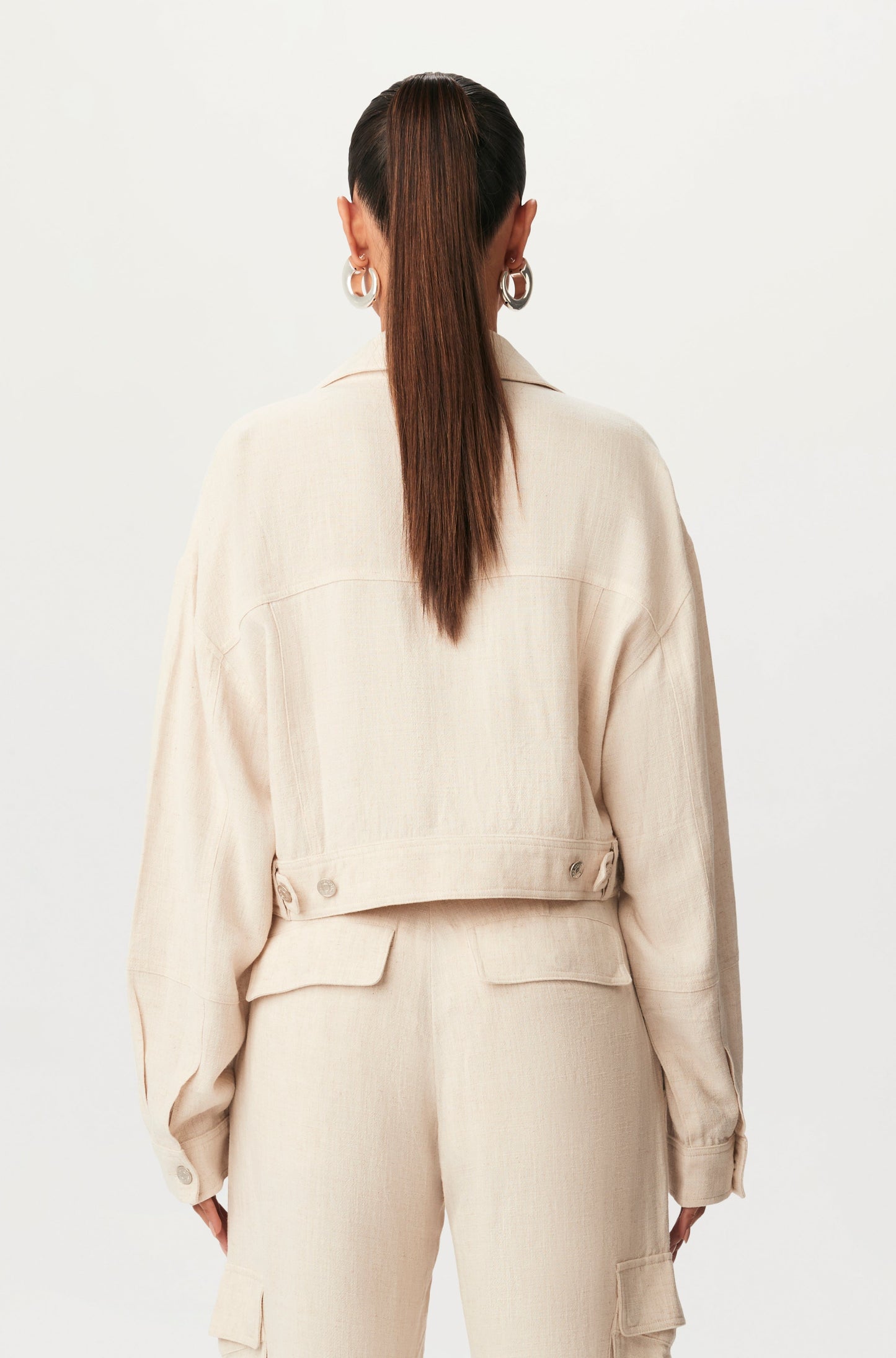 Linen Cargo Cropped Jacket