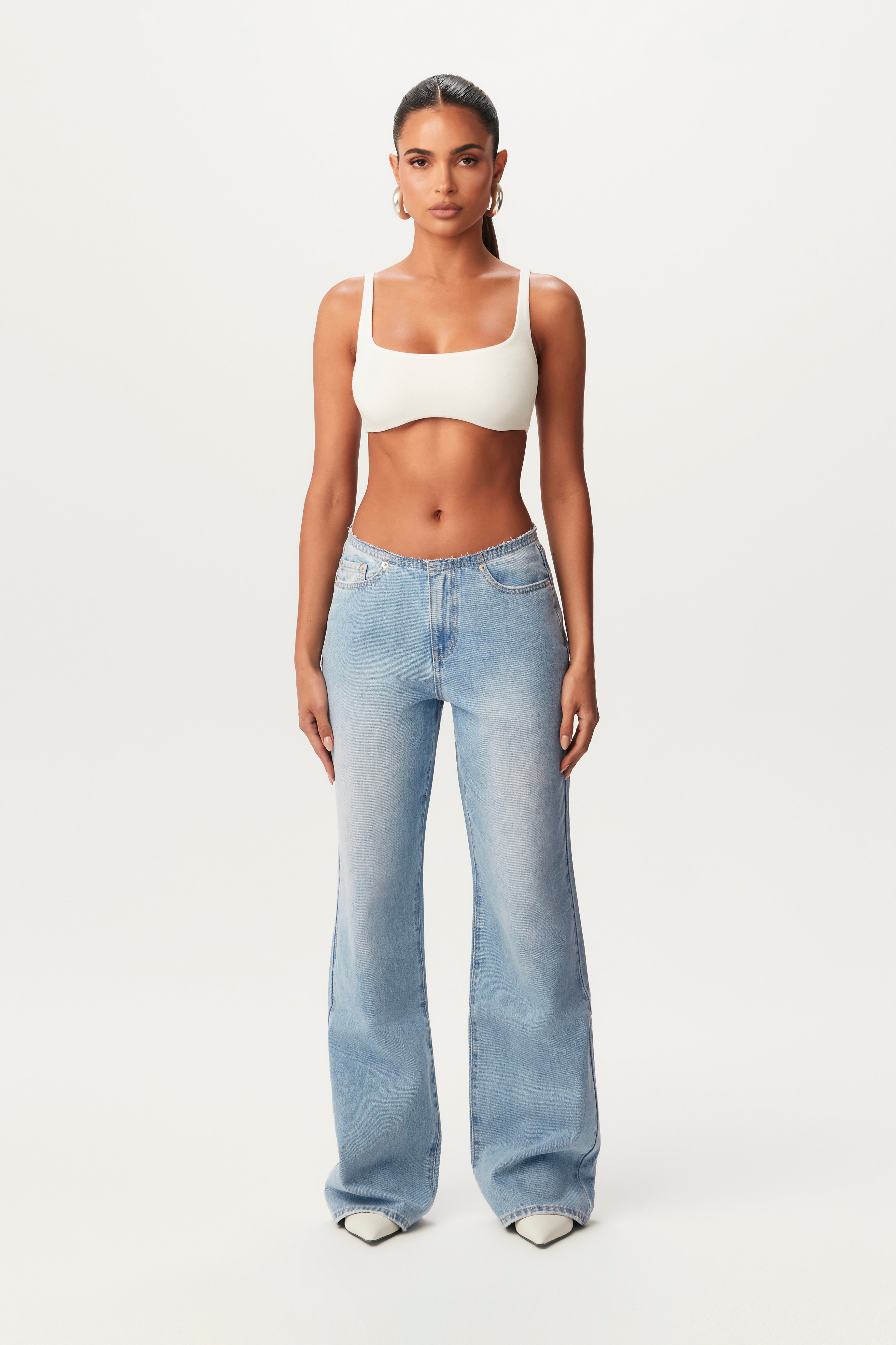 Raw Waist Straight Leg Jeans