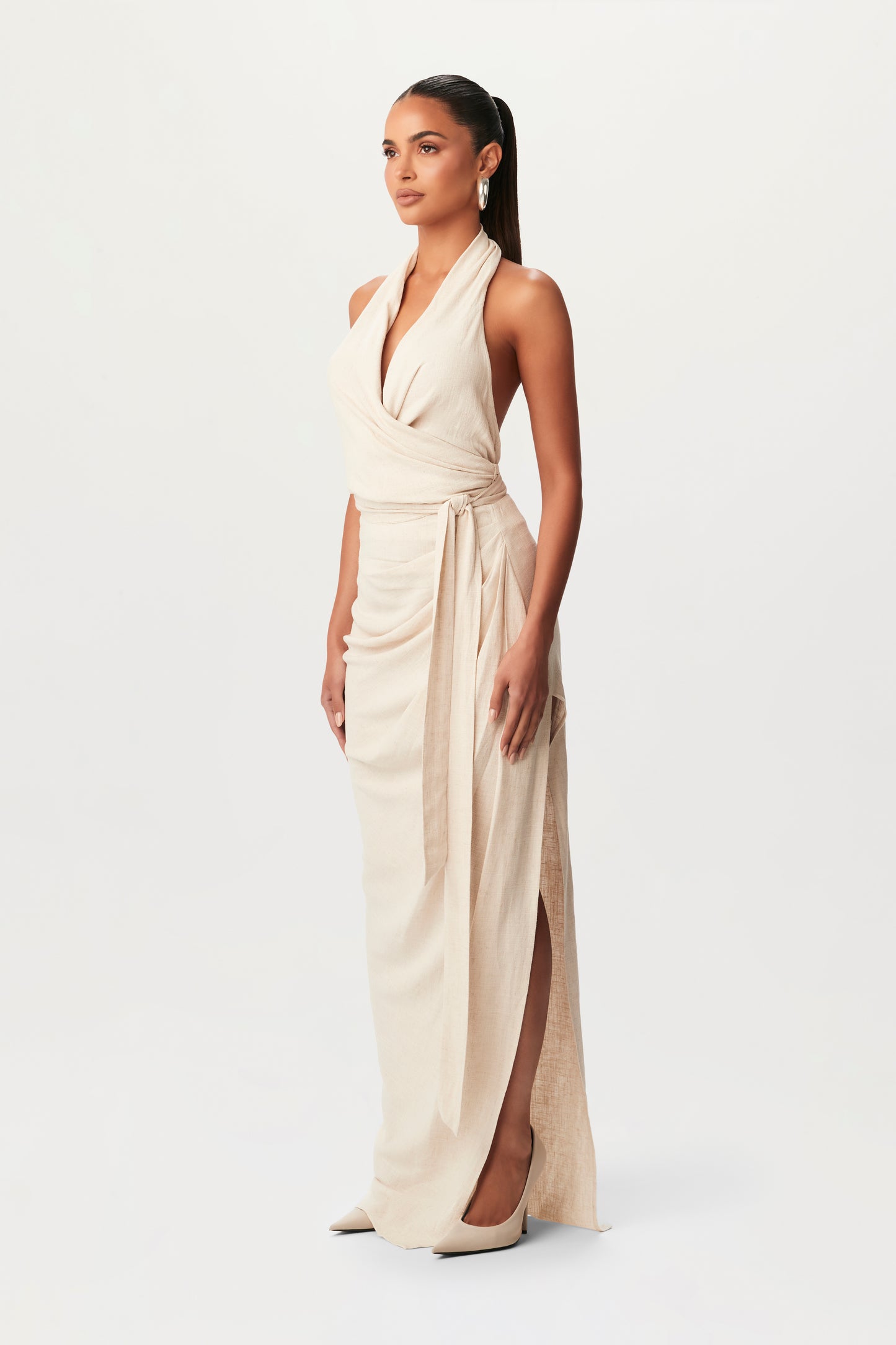 Linen High Slit Maxi Skirt