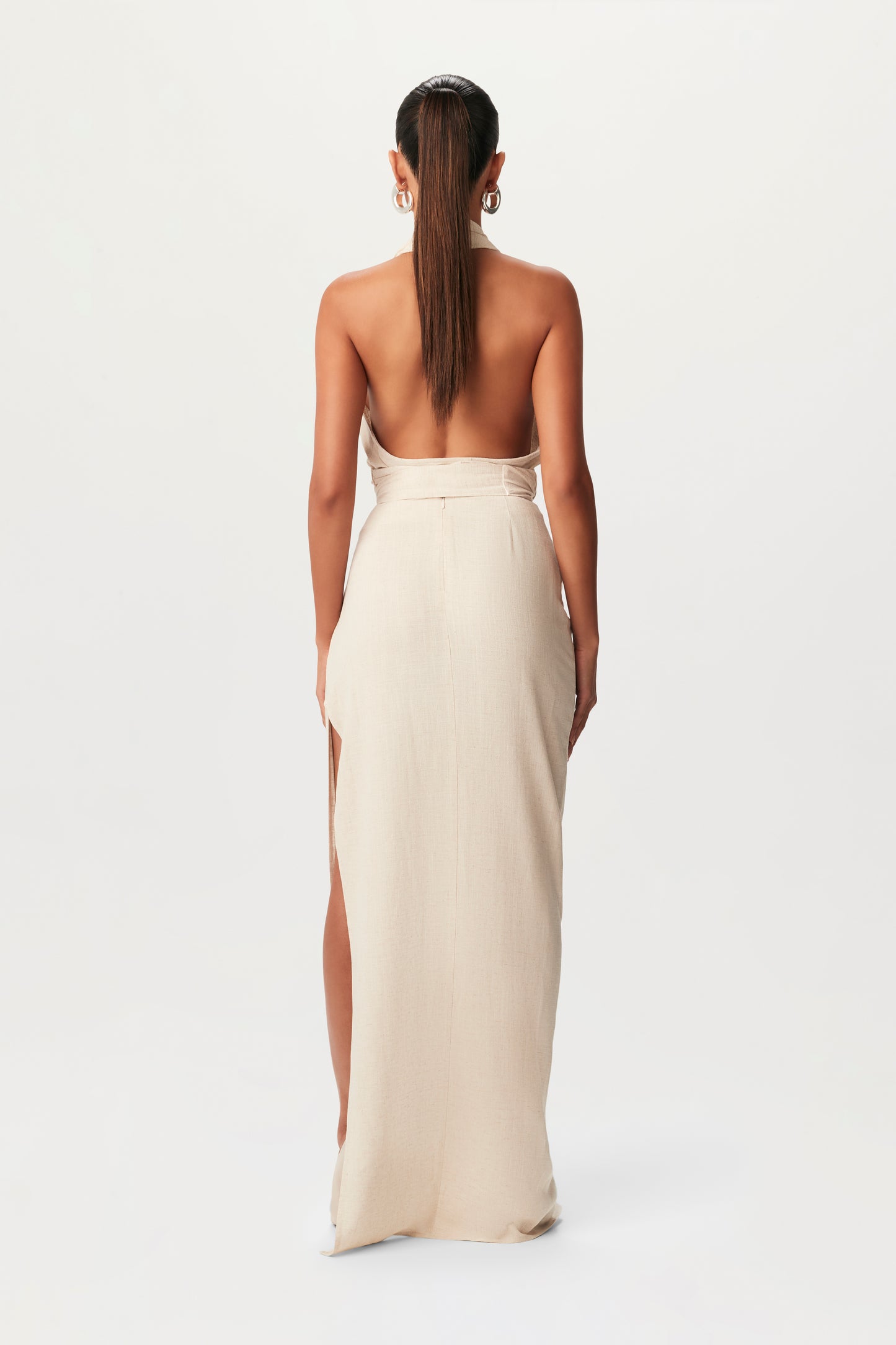 Linen High Slit Maxi Skirt